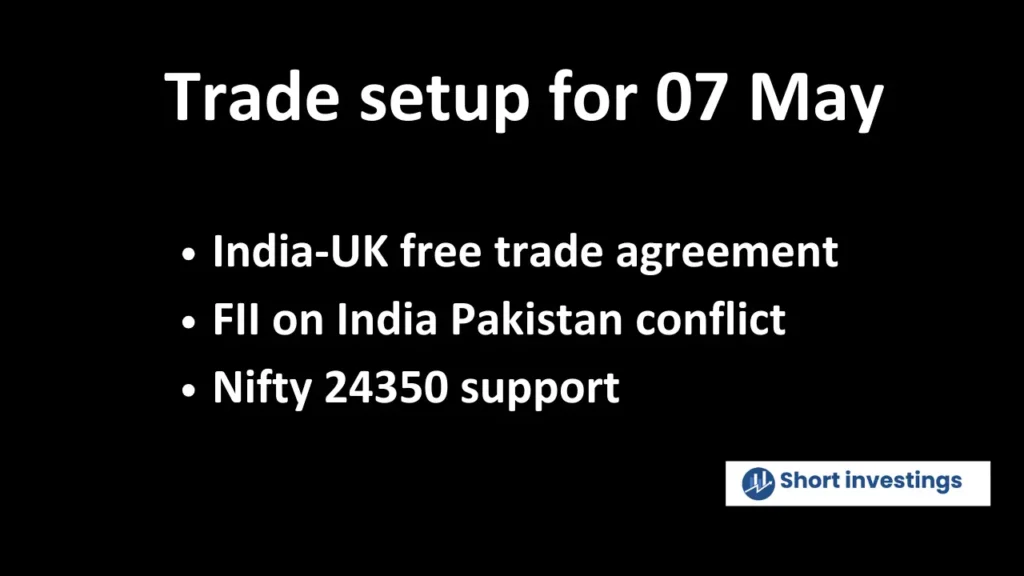 Trade setup for 07 May; Fed meeting, India- UK free trade agreement and Nifty 24350 support
